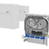 METZ CONNECT OpDAT APL Anschlussbox splice 4xSC-S UPC OS2, 4 Pigtails Kompakter LWL-Abschlusspunkt für den FITH-Bereich, vorbereitet zur Aufnahme von Microrohren inkl. Gasblocker, plombierbar oder durch Sicherheitsschraube verschließbar, bestückt mit Kupplungen mit Lasershutter und Pigtails, Pigtails mit Singlemodefaser OS2, E9/125 µm, IEC 60793-2-50 B.1.3 und B.6_a, biegeunempfindlich nach ITU-T G.657.A1, kompatibel zu ITU-T G.652.D , Pigtails gereinigt und in Kupplungen eingesteckt, nicht belegte Ausbrüche mit Blindstopfen verschlossen, zur Aufputzmontage und mit integrierten Clips für die Tragschienenmontage in zwei Richtungen, schwenkbare, abnehmbare Spleißkassette für bis zu 8 Crimpspleißschutze, Deckel werkzeuglos abnehmbar, Steckrichtung 90°, Farbe der Abdeckteile reinweiß RAL 9010, Varianten: bestückt mit SC APC, SC UPC, LC-D APC oder LC-D UPC Kupplungen und passenden Pigtails, Varianten auch in Grade B erhältlich