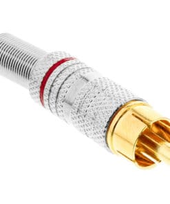 InLine® Cinchstecker Lötversion, Metall silber, Ring rot, für 6mm Kabel