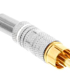 InLine® Cinchstecker Lötversion, Metall silber, Ring weiß, für 6mm Kabel