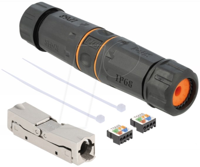 Delock Kabelverbinder LSA zu LSA Cat.6A IP68 wasserfest schwarz Delock Kabelverbinder LSA zu LSA Cat.6A IP68 wasserfest schwarz