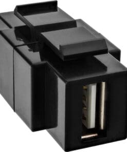 USB 2.0 Snap-In Einsatz, USB A Buchse/ B Buchse, schwarzes Gehäuse, schwarz