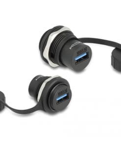 Delock USB 3.2 Gen 1 Typ-A Einbaubuchse mit Verschlusskappe IP67