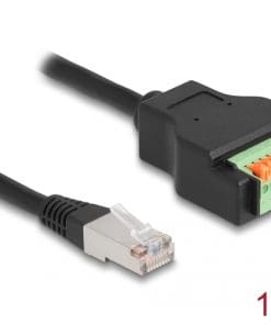 Delock RJ45 Kabel Cat.5e Stecker zu Terminalblock Adapter mit Drucktaster 15 cm