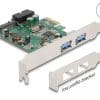 Delock PCI Express x1 Karte zu 2 x extern USB 3.2 Gen 1 Typ-A + 1 x intern