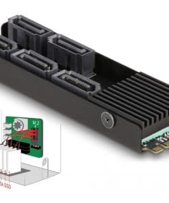 Delock Konverter M.2 2280 Key B+M Stecker zu 5 x SATA mit Kühlkörper