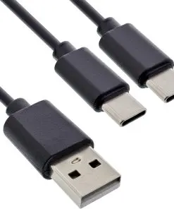 InLine® USB 2in1 Y-Ladekabel, 1x USB-A Stecker an 2x USB-C Stecker, schwarz 2m
