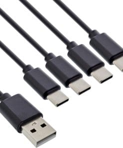 InLine® USB 4in1 Y-Ladekabel, 1x USB-A Stecker an 4x USB-C Stecker, schwarz 1m