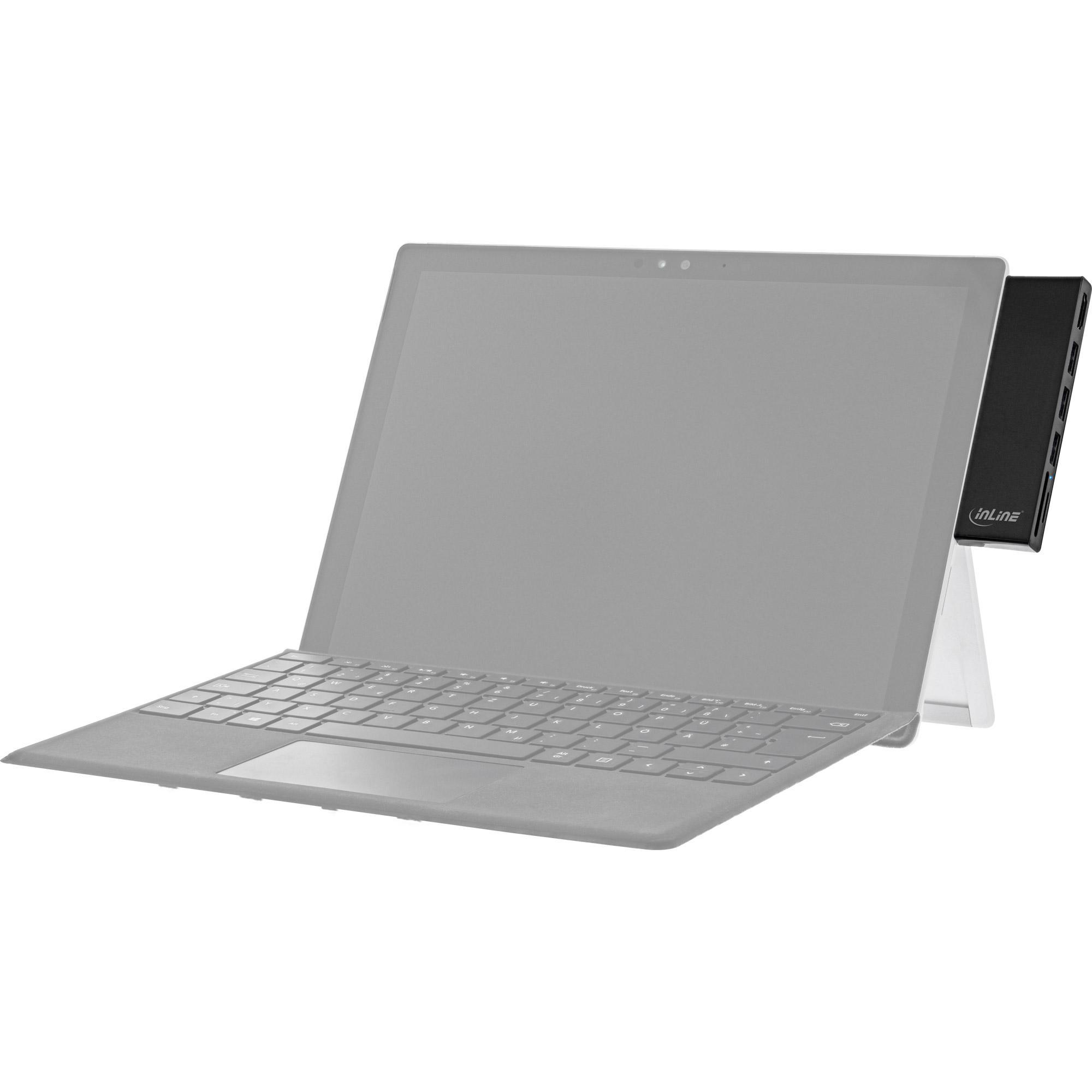 InLine® MultiHub, Surface Pro 4/5/6, 3-Port USB 3.2 Typ-A Buchse, HDMI 4K, Cardreader, schwarz InLine® MultiHub, Surface Pro 4/5/6, 3-Port USB 3.2 Typ-A Buchse, HDMI 4K, Cardreader, schwarz – Bild 7