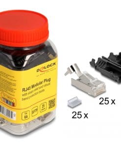 Delock RJ45 Modularer Stecker mit Zugentlastung Cat.6A und robuster Knickschutzt