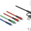 Delock USB Ladekabel 4 in 1 USB Typ-A + USB-C zu 2 x Lightning / Micro USB / U