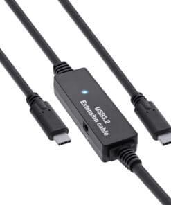 InLine® USB 3.2 Gen.1 Aktiv-Kabel, USB-C Stecker an USB-C Stecker, schwarz, 5m