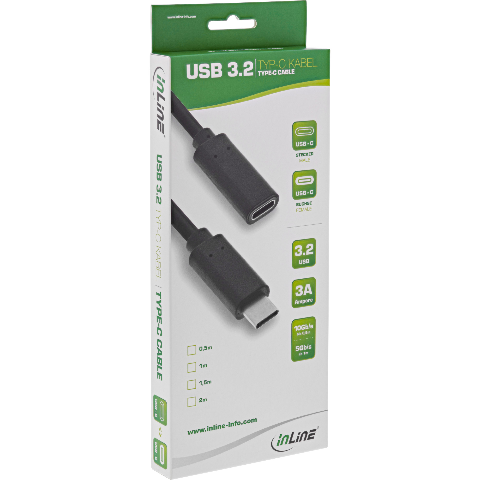 InLine® USB 3.2 Kabel, USB Typ-C Verlängerung Stecker/Buchse, schwarz, 0,5m InLine® USB 3.2 Kabel, USB Typ-C Verlängerung Stecker/Buchse, schwarz, 0,5m – Bild 2