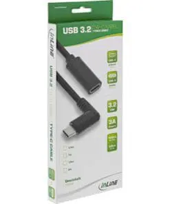 Alternative view of InLine® USB 3.2 Kabel, USB Typ-C Verlängerung, Stecker gewinkelt auf Buchse, schwarz, 1m