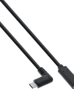 InLine® USB 3.2 Kabel, USB Typ-C Verlängerung, Stecker gewinkelt auf Buchse, schwarz, 1m