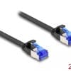 Delock RJ45 Flachband Patchkabel Stecker zu Stecker Cat.6A flexibel 2 m schwarz