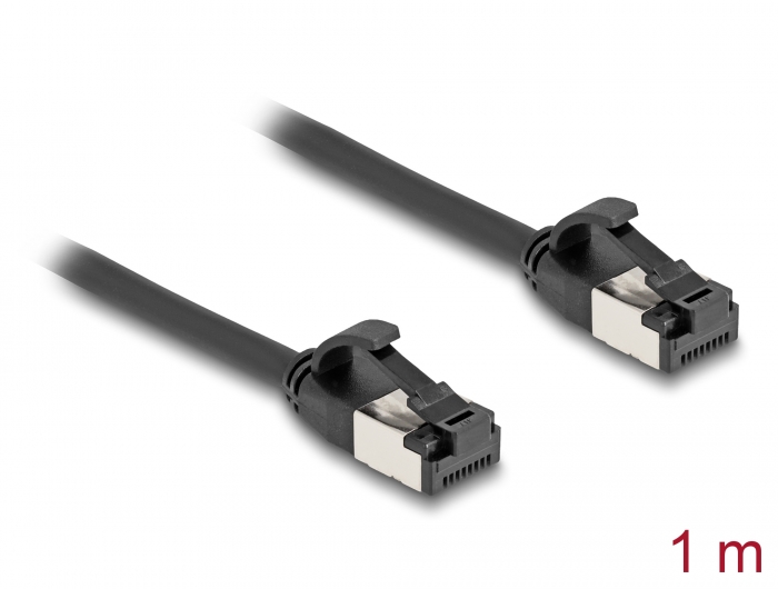 Delock RJ45 Kabel Stecker zu Stecker Cat.8.1 flexibel 1 m schwarz Delock RJ45 Kabel Stecker zu Stecker Cat.8.1 flexibel 1 m schwarz