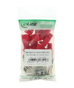 Alternative view of InLine® Crimpstecker RJ45 geschirmt, mit Knickschutz und Einfädelhilfe, 10er Pack, rot, rot