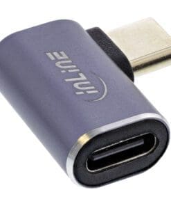 InLine® USB4 Adapter, USB Typ-C Stecker/Buchse rechts/links gewinkelt, Aluminium, grau