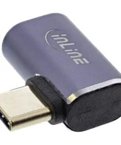 Alternative view of InLine® USB4 Adapter, USB Typ-C Stecker/Buchse rechts/links gewinkelt, Aluminium, grau