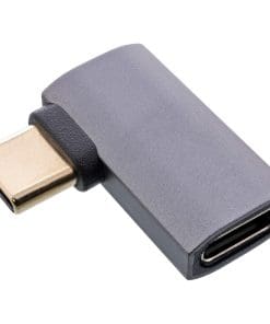 InLine® USB4 Adapter, USB-C Stecker/Buchse rechts/links gewinkelt, Alu, grau