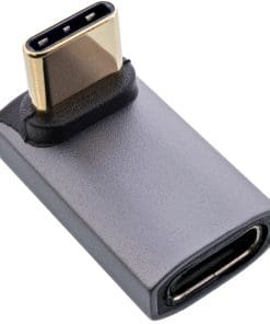 InLine® USB4 Adapter, USB-C Stecker/Buchse oben/unten gewinkelt, Aluminium, grau
