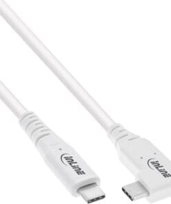 InLine® USB4 Kabel, USB-C, einseitig gewinkelt, PD 240W, 8K60Hz, TPE, weiß, 1,5m