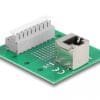 Delock RJ45 Buchse zu Terminalblock mit Drucktaster für Hutschiene gewinkelt