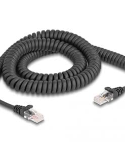 Delock RJ45 Spiralkabel Stecker zu Stecker Cat.5e 3 m schwarz