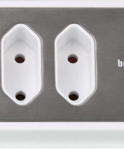 Brennenstuhl estilo Ecksteckdosenleiste 4-fach mit USB-Ladefunktion, silber/weiß