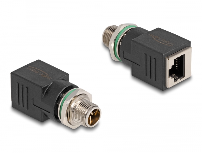 Delock M12 Adapter X-kodiert 8 Pin Stecker zu RJ45 Buchse gerade Delock M12 Adapter X-kodiert 8 Pin Stecker zu RJ45 Buchse gerade