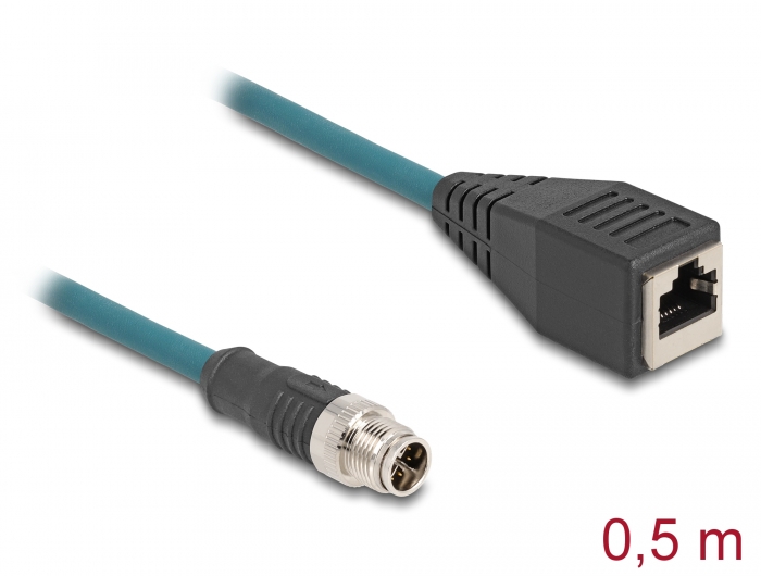 Delock M12 Adapterkabel X-kodiert 8 Pin Stecker zu RJ45 Buchse 50 cm Delock M12 Adapterkabel X-kodiert 8 Pin Stecker zu RJ45 Buchse 50 cm