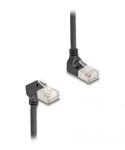 Delock RJ45 Netzwerkkabel Cat.6A S/FTP Slim 90° oben / unten gewinkelt 5 m