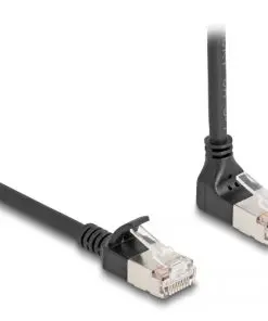 Delock RJ45 Netzwerkkabel Cat.6A S/FTP Slim 90° oben gewinkelt / gerade 5 m