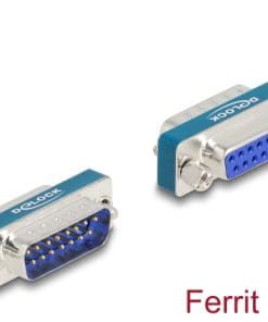 Delock HF/EMI Entstörfilter D-Sub 15 Pin Stecker zu Buchse mit Tiefpass induktiv