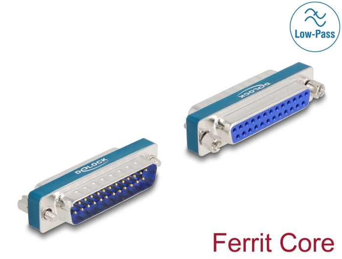 Delock HF/EMI Entstörfilter D-Sub 25 Pin Stecker zu Buchse mit Tiefpass induktiv Delock HF/EMI Entstörfilter D-Sub 25 Pin Stecker zu Buchse mit Tiefpass induktiv