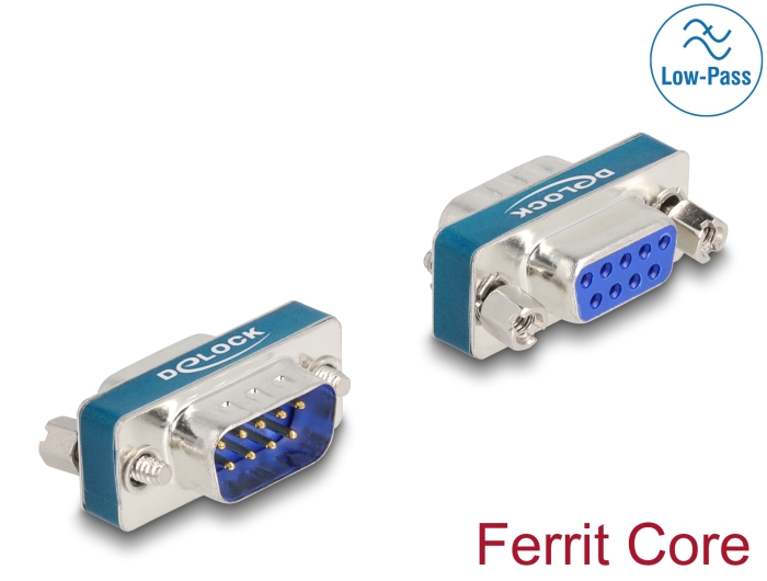 Delock HF/EMI Entstörfilter D-Sub 9 Pin Stecker zu Buchse mit Tiefpass induktiv Delock HF/EMI Entstörfilter D-Sub 9 Pin Stecker zu Buchse mit Tiefpass induktiv