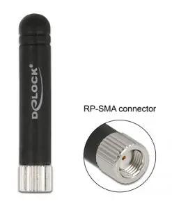 Delock WLAN 802.11 b/g/n Antenne RP-SMA Stecker 1,7 - 3,7 dBi schwarz