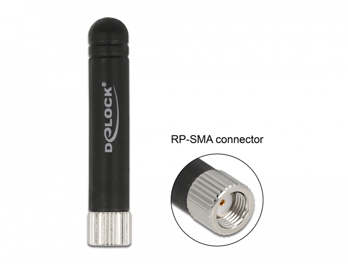 Delock WLAN 802.11 b/g/n Antenne RP-SMA Stecker 1,7 - 3,7 dBi schwarz Delock WLAN 802.11 b/g/n Antenne RP-SMA Stecker 1,7 - 3,7 dBi schwarz