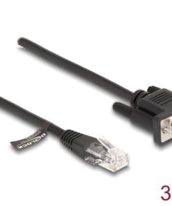 Delock Kabel RJ45 Stecker zu Seriell RS-232 D-Sub 9 Stecker 30 cm schwarz