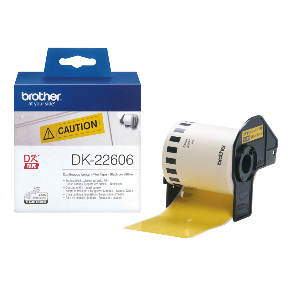 Brother Endlos-Etikettenfilm DK-22606 gelb, 62mm x 15,24m Brother Endlos-Etikettenfilm DK-22606 gelb, 62mm x 15,24m