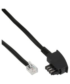 InLine® TAE-N Anschlußkabel, gebrückt, 6m, schwarz