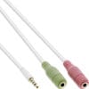® Audio Headset Adapterkabel, 3,5mm Klinke Stecker 4pol. an 2x 3,5mm Klinke Buchse, weiß, 1m, weiß