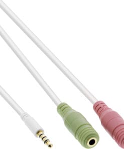 ® Audio Headset Adapterkabel, 3,5mm Klinke Stecker 4pol. an 2x 3,5mm Klinke Buchse, weiß, 1m, weiß