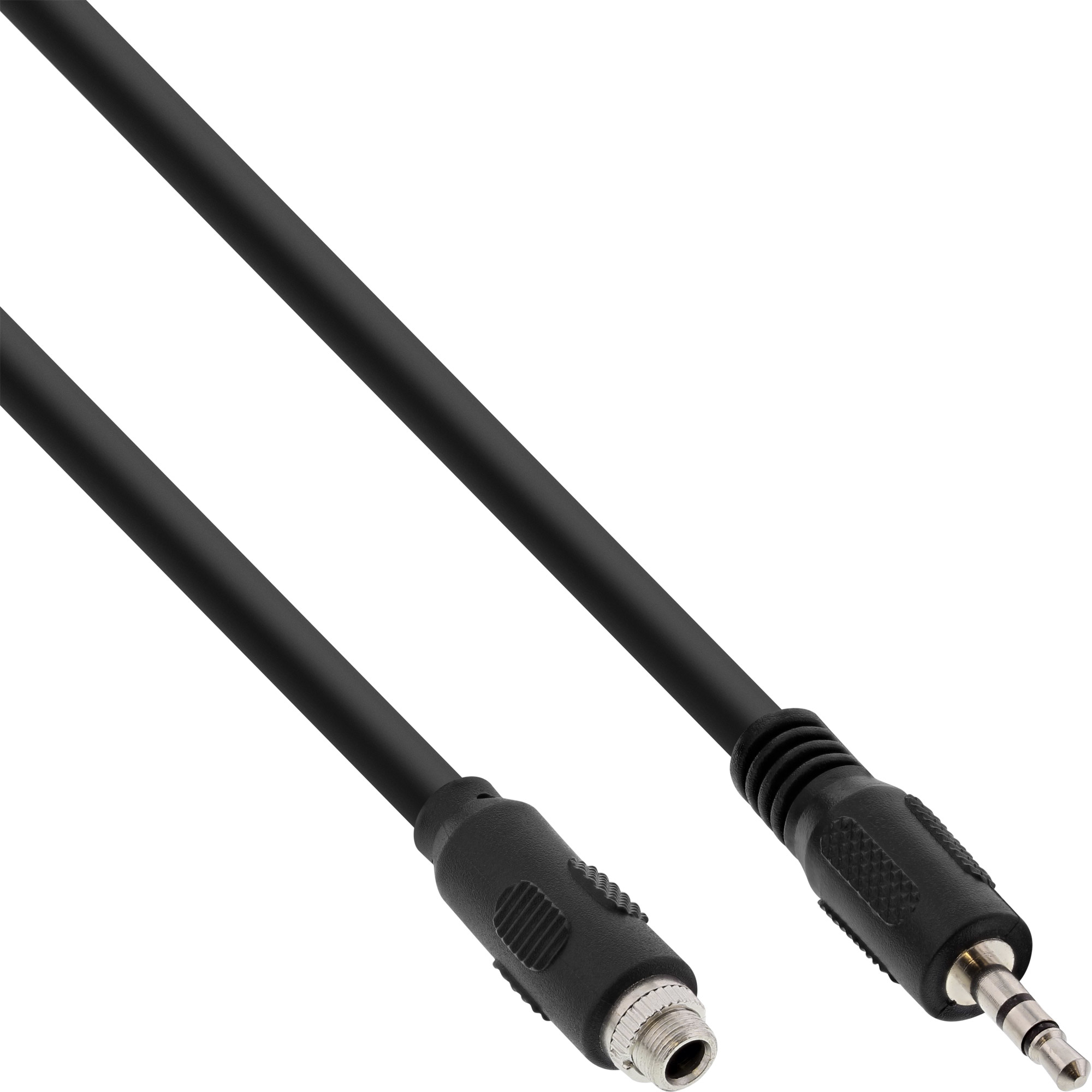Audio Adapterkabel, 3,5mm Stereo Stecker/Einbaubuchse mit Gewinde, 0,6m, schwarz Audio Adapterkabel, 3,5mm Stereo Stecker/Einbaubuchse mit Gewinde, 0,6m, schwarz