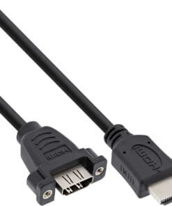InLine® HDMI 4K2K Adapterkabel zum Einbau, HDMI A Stecker/Buchse, 0,6m, schwarz