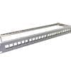 helos Keystone - 19 Modulträger 1 HE 24 Port, Entlastungsschiene, grau Mit RJ10 (4P4C) Stecker auf jeder Seite, Länge gewendelt ca. 60 cm