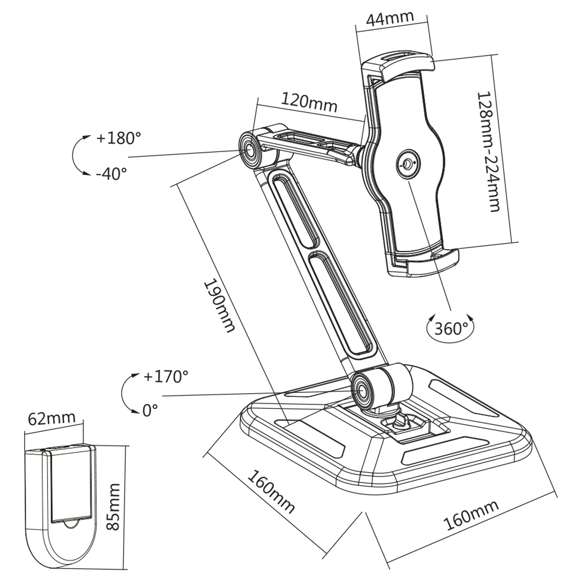 InLine® Tablet Halterung für Wand- oder Tischmontage, universal für 4,7"-12,9", schwarz InLine® Tablet Halterung für Wand- oder Tischmontage, universal für 4,7"-12,9", schwarz – Bild 2