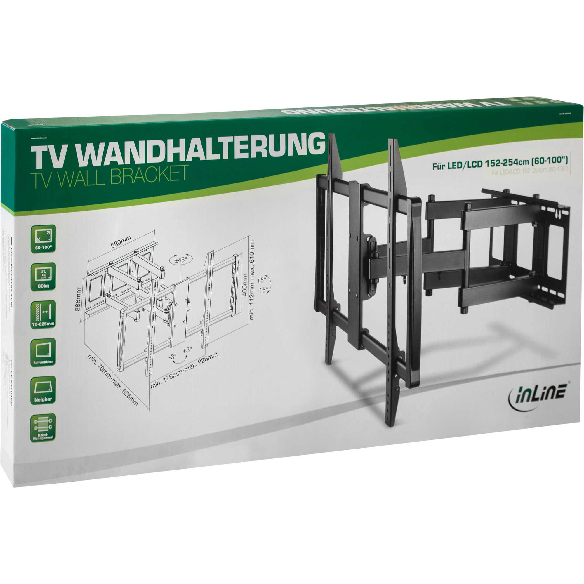 Wandhalterung, für TFT/LCD/LED/Plasma 152-254cm (60-100"), max. 80kg, schwarz Wandhalterung, für TFT/LCD/LED/Plasma 152-254cm (60-100"), max. 80kg, schwarz – Bild 3