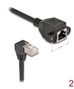 Delock Netzwerk Verlängerungskabel S/FTP Stecker RJ45 Stecker 90° gewinkelt