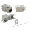 helos Cat.6a Keystone Modul 22-26 AWG 15,5 mm breit GHMT 4PPoE werkzeuglos Anschlüsse: 2x RJ45 Buchse , werkzeuglose Montage , vergoldete Kontakte , Gehäuse aus hochwertiger Zinklegierung , vollgeschirmt , PoE, PoE+ , Farbe: silber